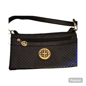 JingpinElegant Black and Gold Shoulder Bag